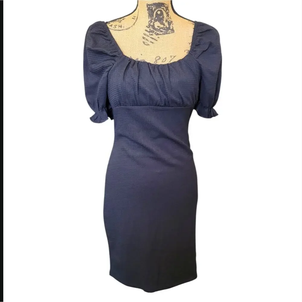 New Small Vero Moda Black Puff Sleeve Square Neck Stretchy Cottagecore Dress